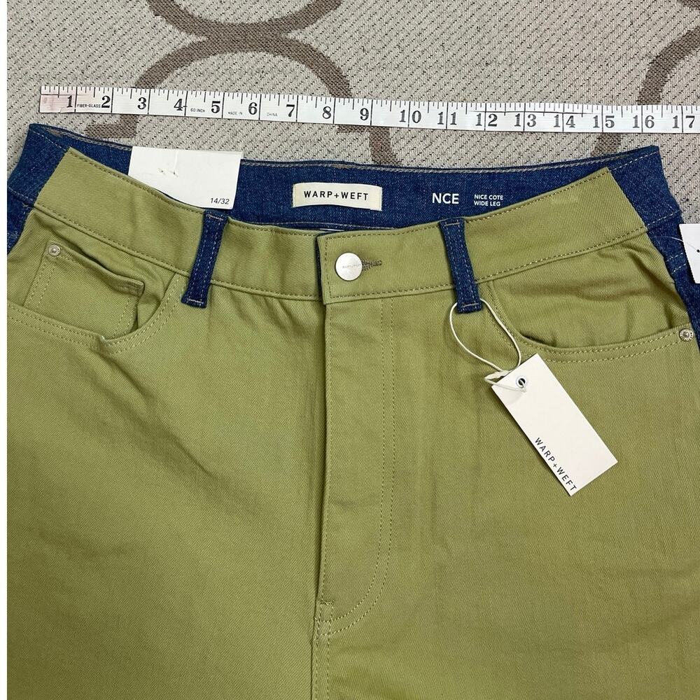 Warp + Weft NCE Nice Cote Wide Leg Two-Tone Two-Faced Jeans Size 14/32 MSRP $98 - Picture 3 of 15